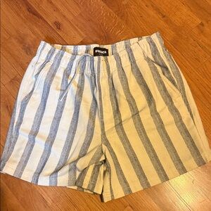 RSQ Blue and White Striped Drawstring Shorts